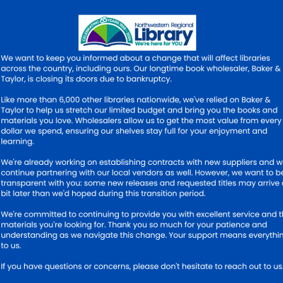 Baker & Taylor Announcement